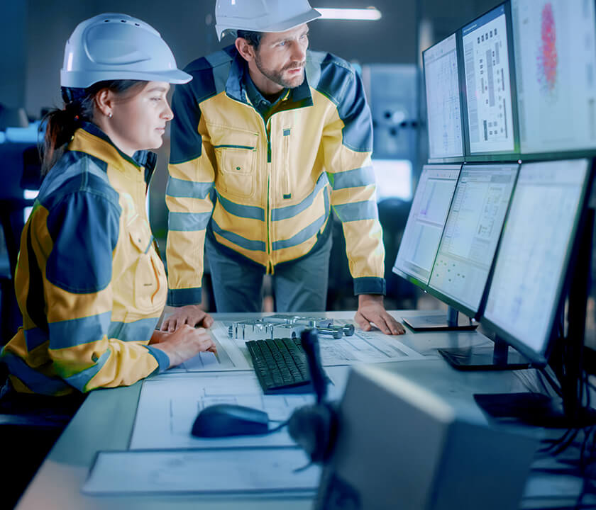 Team working at computers