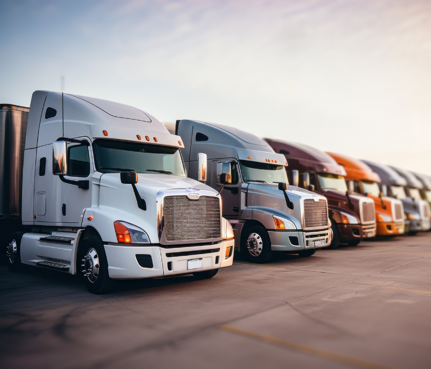 Semi-Trucks in a line