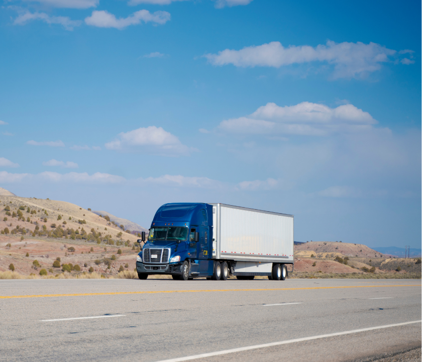 Truck driving on highway