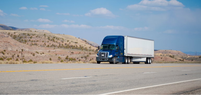 Truck driving on highway