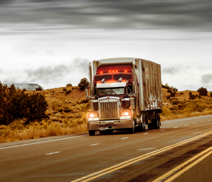 Truck driving on the road