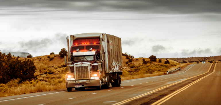 Truck driving on the road