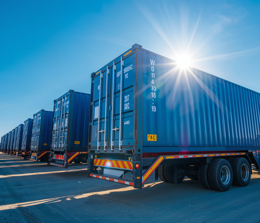 Trailers lined up in truckyard